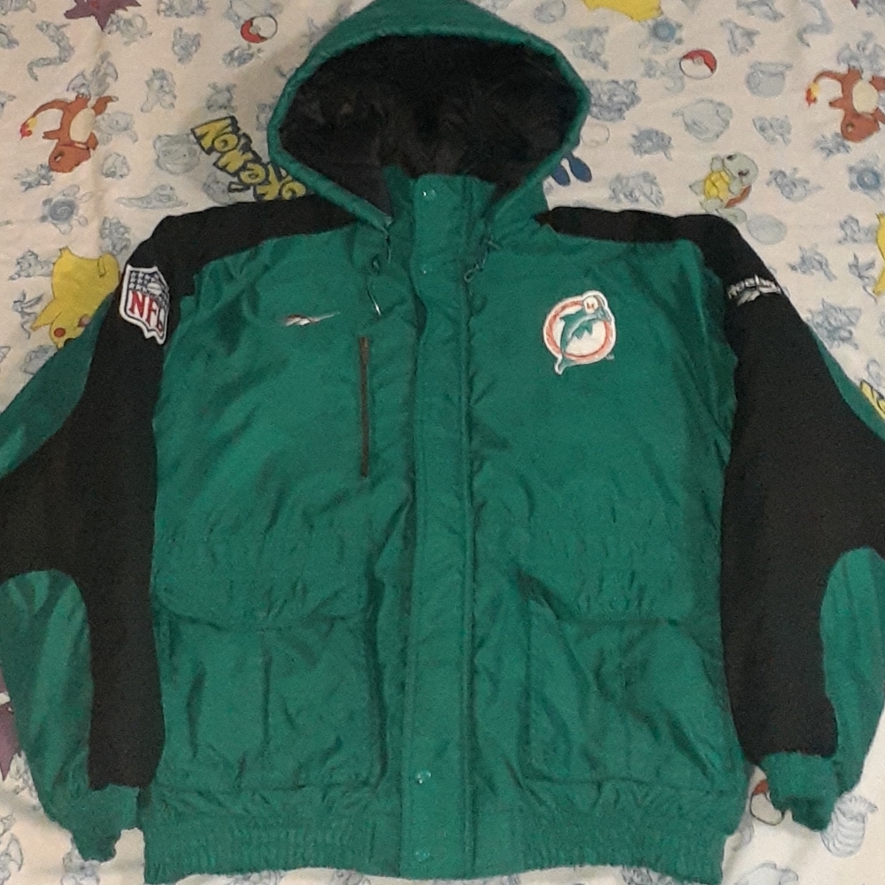 90s Pro Line Authentic Reebok Miami Dolphins Winter Jacket Coat Vintage